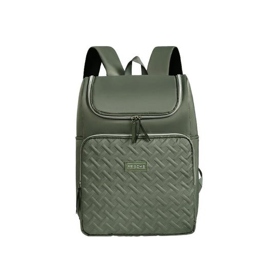 Green Stylish Quilted Diaper Bag Backpack - Large 17L Capacity Lightweight Nappy Bag for Mum