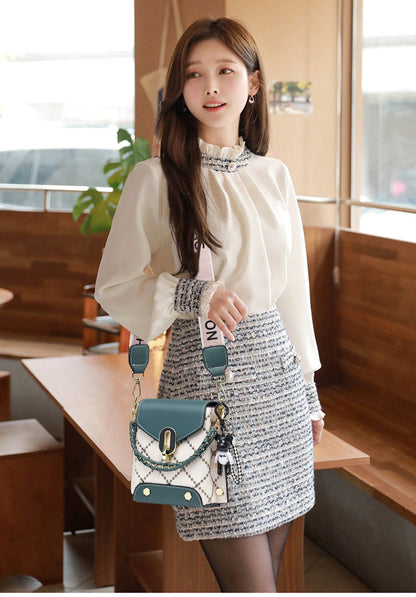Green Stylish Korean Minimalist Crossbody Bag - Elegant Small Square Shoulder Bag with Phone Pocket