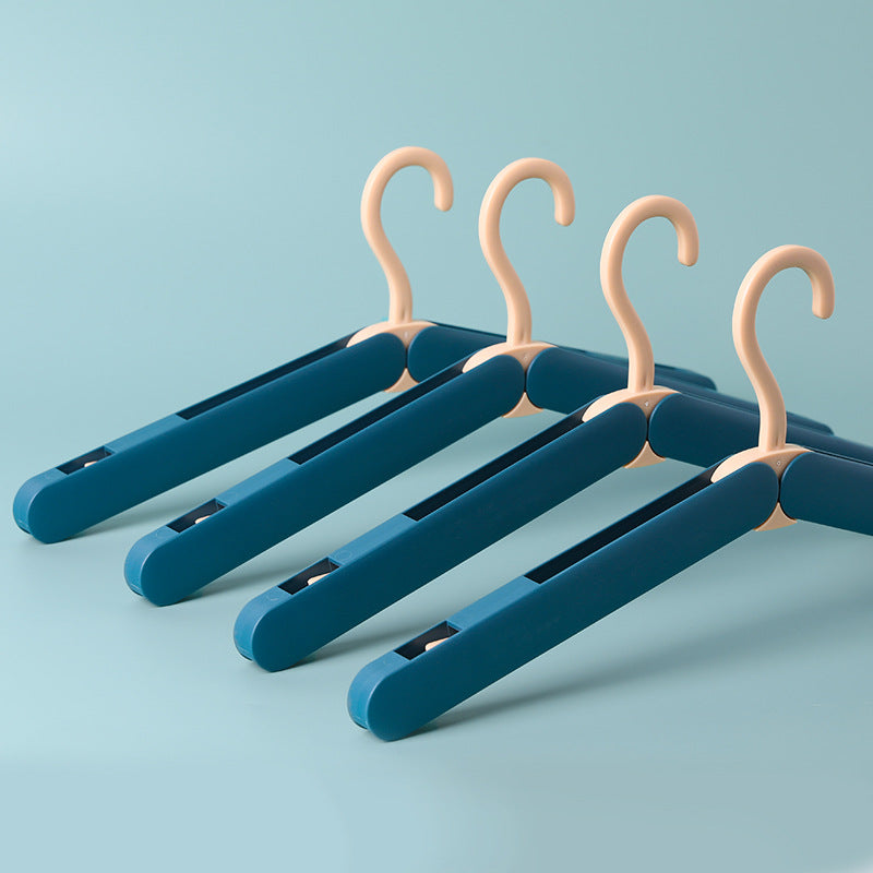 2PCS Blue Portable Travel Hanger with Hidden Clips - Lightweight Folding Clothes Hanger for Socks and Small Items