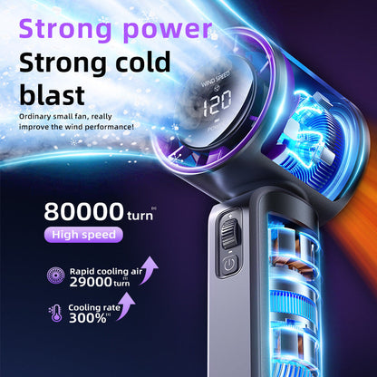 Pink Portable Handheld Fan with 120-Speed Display - USB Rechargeable Mini Cooling Fan for Outdoor Use
