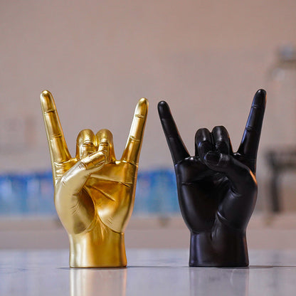 Black Right Hand Resin Rock and Roll Hand Figurine - Stylish Desk and Living Room Decor