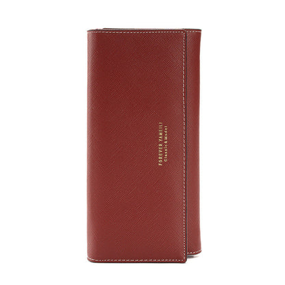 Deep Red PU Slim Wallet with Polyester Interior - Stylish Clutch for Cards and Cash