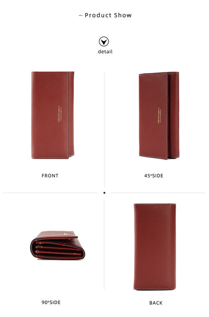 Pink PU Slim Wallet with Polyester Interior - Stylish Clutch for Cards and Cash