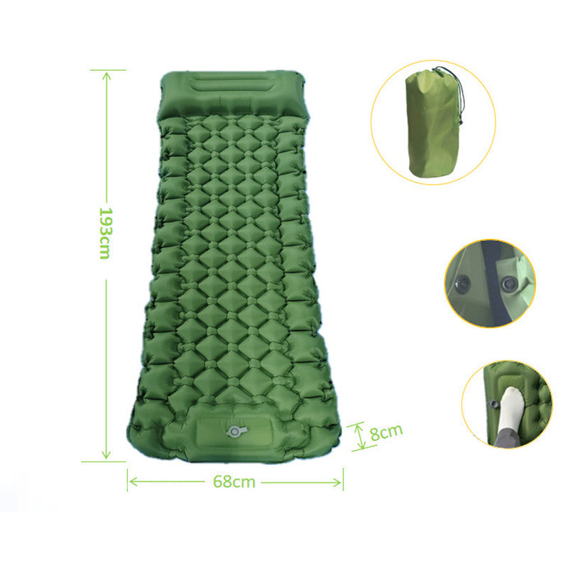 Blue Portable Outdoor Inflatable Mat - Foot-Operated Camping Sleeping Pad