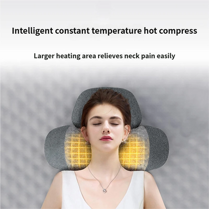 USB-Powered Memory Foam Neck Pillow, Electric Cervical Neck Massage Pillow with 15-Minute Timer - Ergonomic Contoured Sleep Aid Cushion