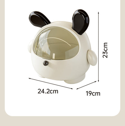 2PCS Black-Eared with polka dot sticker Cute Puppy Desktop Bin with Lid - Mini Trash Can & Storage Organiser - Kawaii Office Decor for Vanity & Home Office