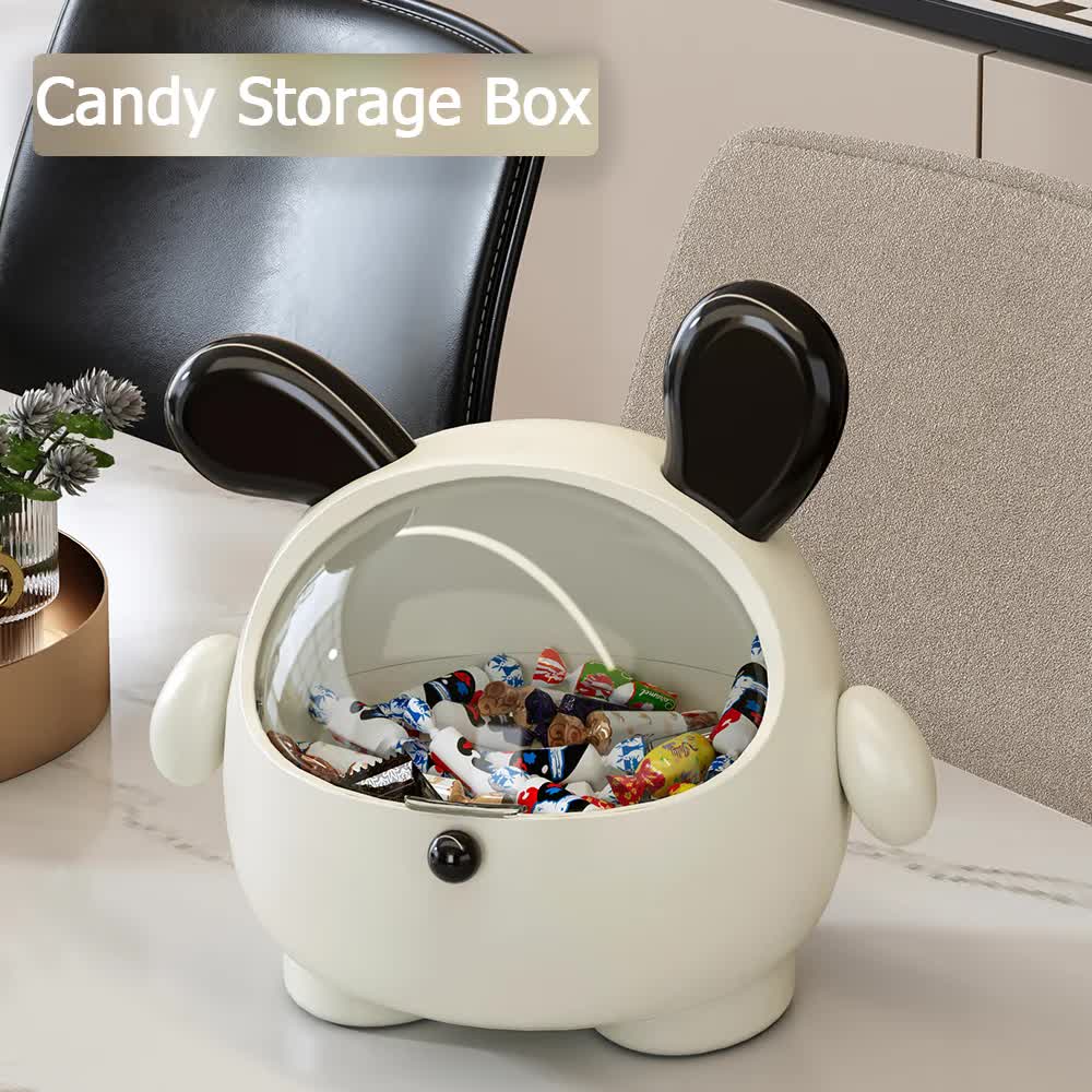 2PCS Black-Eared with polka dot sticker Cute Puppy Desktop Bin with Lid - Mini Trash Can & Storage Organiser - Kawaii Office Decor for Vanity & Home Office