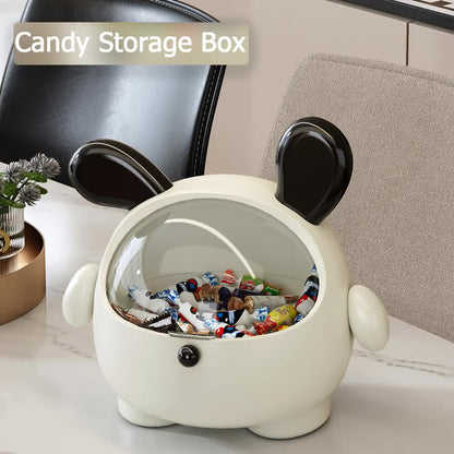 2PCS Black-Eared with polka dot sticker Cute Puppy Desktop Bin with Lid - Mini Trash Can & Storage Organiser - Kawaii Office Decor for Vanity & Home Office