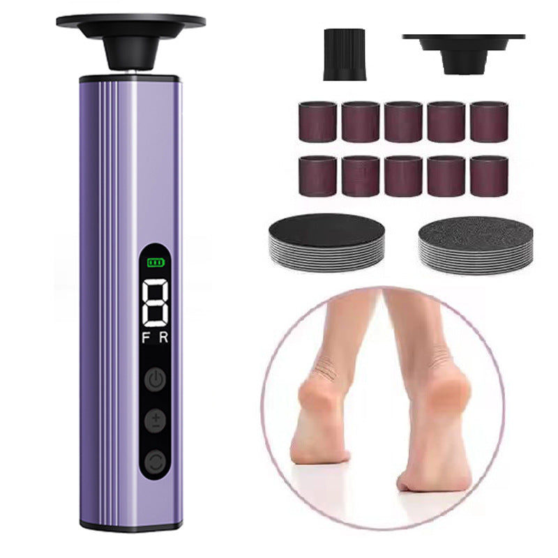 Purple Professional 2-in-1 Electric Foot Callus Remover and Manicure Kit - 9 Speeds Rechargeable Electronic Foot File with LCD Display - Professional Pedicure Tool for Dead Skin and Nail Care