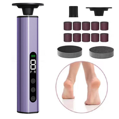 Purple Professional 2-in-1 Electric Foot Callus Remover and Manicure Kit - 9 Speeds Rechargeable Electronic Foot File with LCD Display - Professional Pedicure Tool for Dead Skin and Nail Care