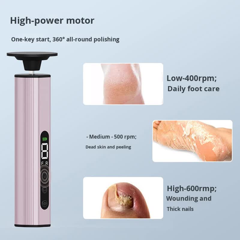 Purple Professional 2-in-1 Electric Foot Callus Remover and Manicure Kit - 9 Speeds Rechargeable Electronic Foot File with LCD Display - Professional Pedicure Tool for Dead Skin and Nail Care