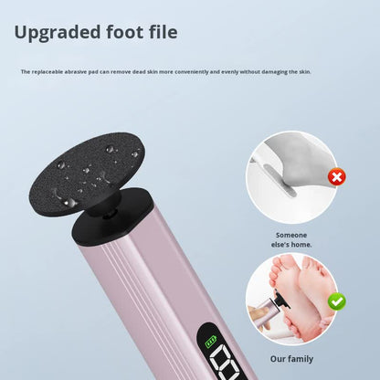 Rose Gold Professional 2-in-1 Electric Foot Callus Remover and Manicure Kit - 9 Speeds Rechargeable Electronic Foot File with LCD Display - Professional Pedicure Tool for Dead Skin and Nail Care