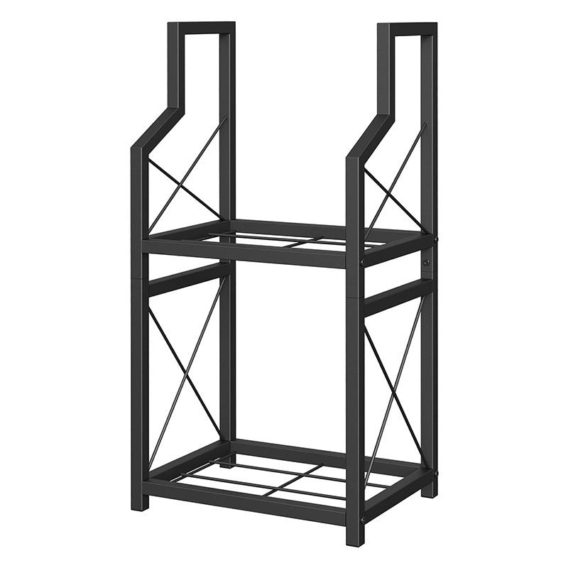 Heavy Duty 2-Tier Firewood Rack - Vertical Log Holder for Indoor Fireplace and Outdoor Fire Pit - Modern Metal Wood Storage Organizer for Camping, Patio, and Living Room