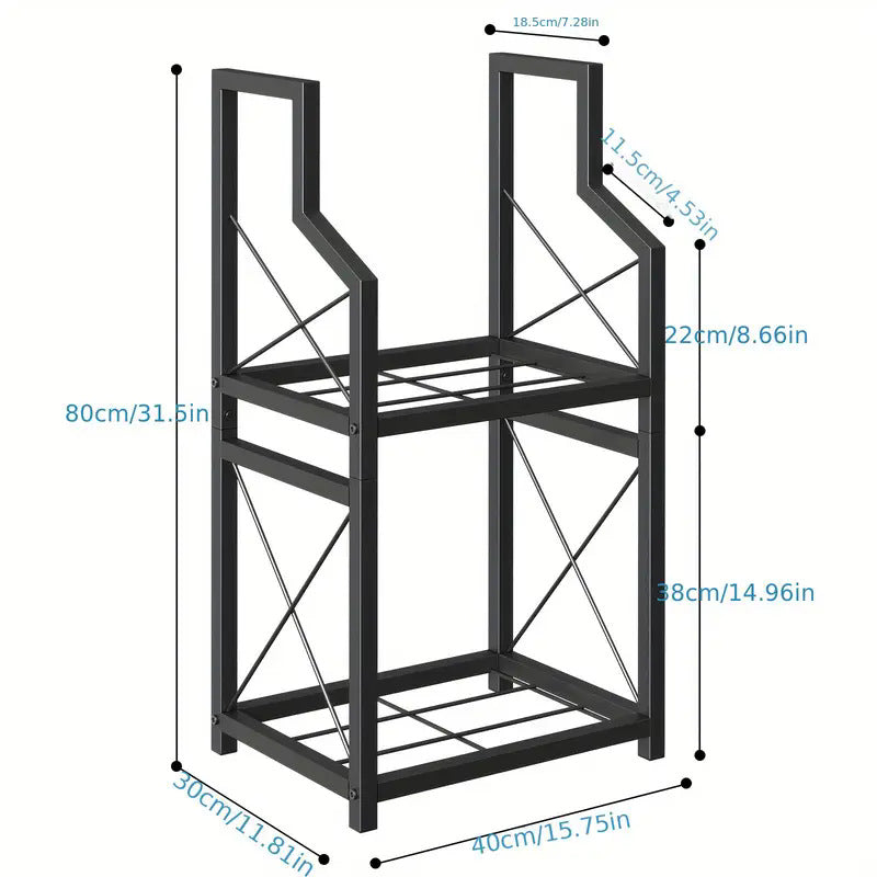 Heavy Duty 2-Tier Firewood Rack - Vertical Log Holder for Indoor Fireplace and Outdoor Fire Pit - Modern Metal Wood Storage Organizer for Camping, Patio, and Living Room