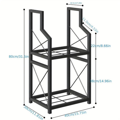 Heavy Duty 2-Tier Firewood Rack - Vertical Log Holder for Indoor Fireplace and Outdoor Fire Pit - Modern Metal Wood Storage Organizer for Camping, Patio, and Living Room