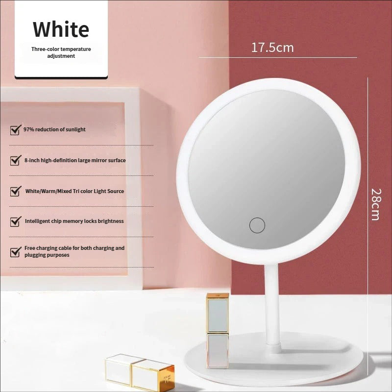 3PCS LED Makeup Mirror with Lights - Portable Tabletop Vanity Mirror, INS Style, White
