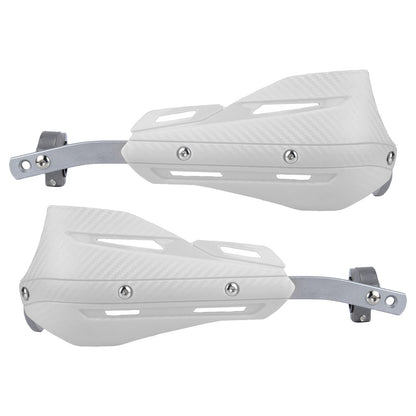 Professional Universal Motorcycle Handguards for Honda CC110 Cross Cub - Heavy Duty Aluminum Alloy Anti-Collision Brush Guards, Carbon Fiber Style Handlebar Protectors for Dirt Bikes and Off-Road Motorcycles - 1 Pairâ€”White