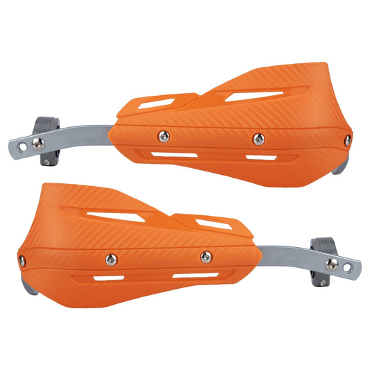 Professional Universal Motorcycle Handguards for Honda CC110 Cross Cub - Heavy Duty Aluminum Alloy Anti-Collision Brush Guards, Carbon Fiber Style Handlebar Protectors for Dirt Bikes and Off-Road Motorcycles - 1 Pairâ€”Orange