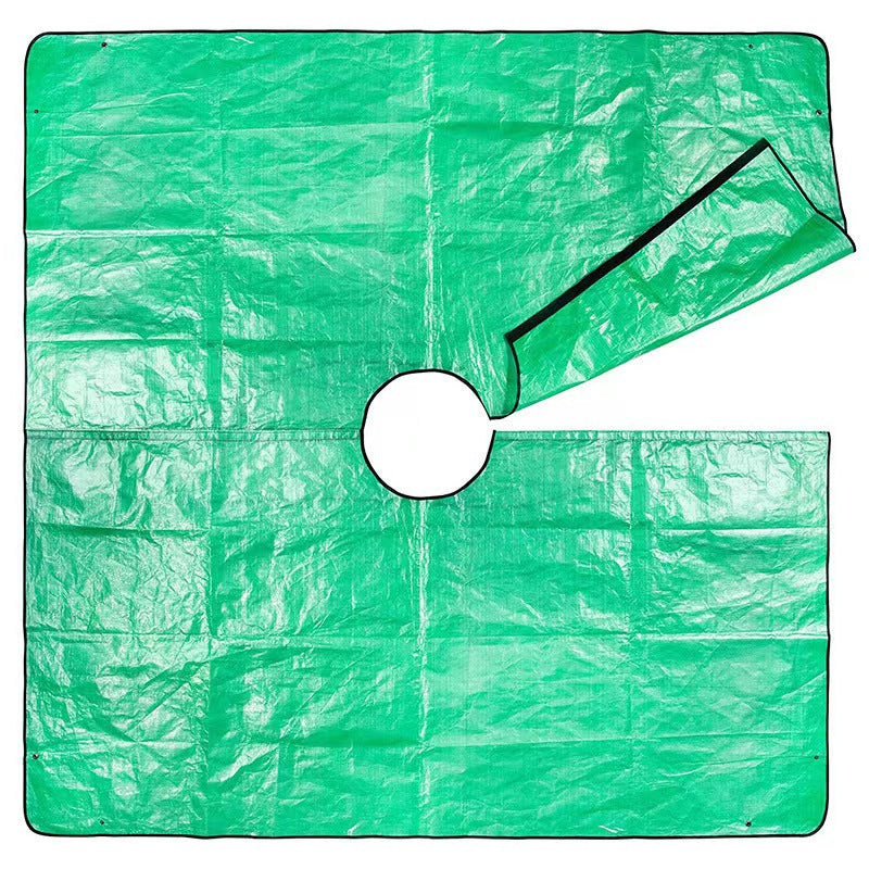 78.7 x 78.7 Inch Garden Leaf Collection Tarp with Center Hole - Waterproof PE Landscape Cleanup Mat - Heavy Duty Garden Debris Tarp for Shrub Trimming and Hedge Pruning - Green