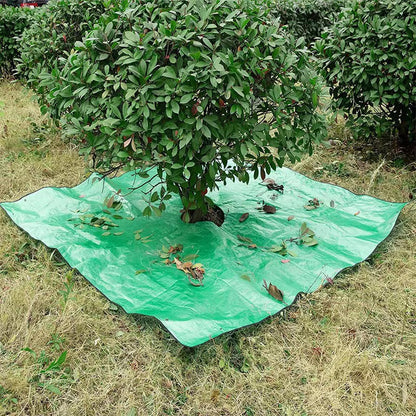 78.7 x 78.7 Inch Garden Leaf Collection Tarp with Center Hole - Waterproof PE Landscape Cleanup Mat - Heavy Duty Garden Debris Tarp for Shrub Trimming and Hedge Pruning - Green