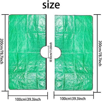 78.7 x 78.7 Inch Garden Leaf Collection Tarp with Center Hole - Waterproof PE Landscape Cleanup Mat - Heavy Duty Garden Debris Tarp for Shrub Trimming and Hedge Pruning - Green