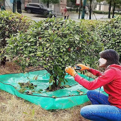 78.7 x 78.7 Inch Garden Leaf Collection Tarp with Center Hole - Waterproof PE Landscape Cleanup Mat - Heavy Duty Garden Debris Tarp for Shrub Trimming and Hedge Pruning - Green