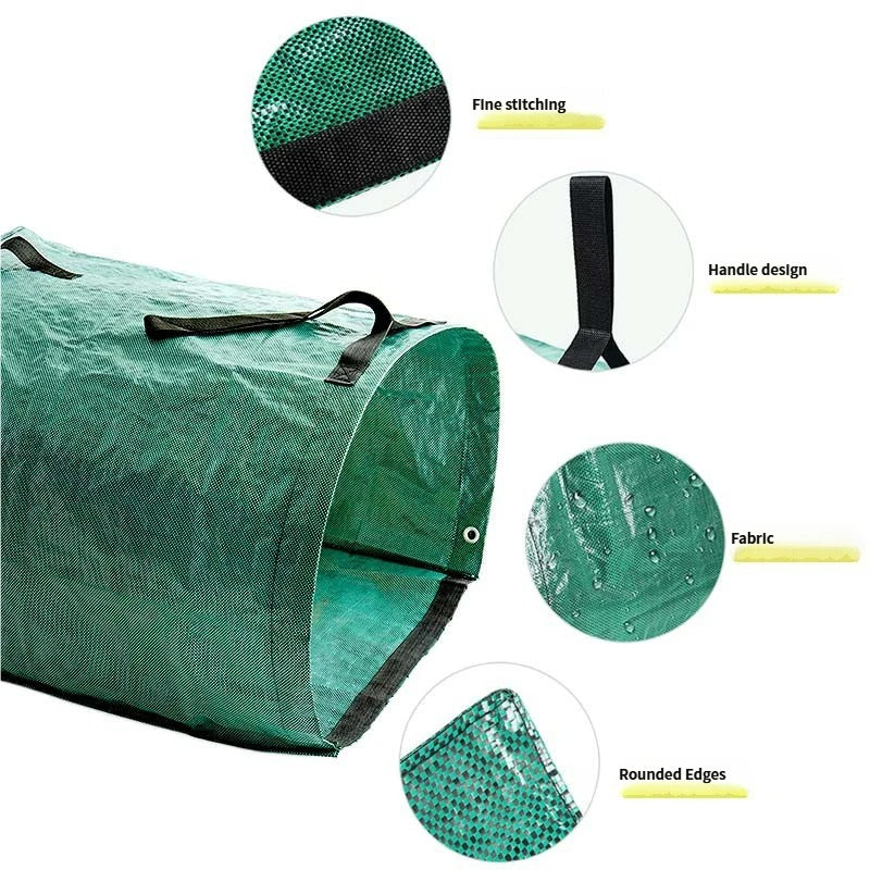 Heavy Duty Horizontal Garden Leaf Collection Bag - Large Capacity Waterproof Waste Scoop Tarp with Reinforced Handles for Lawn Debris, Grass, and Yard Cleanup