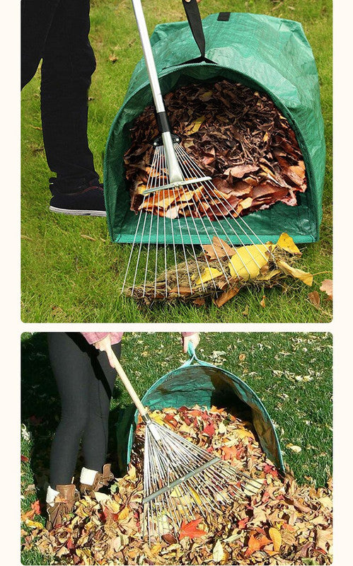 Heavy Duty Horizontal Garden Leaf Collection Bag - Large Capacity Waterproof Waste Scoop Tarp with Reinforced Handles for Lawn Debris, Grass, and Yard Cleanup