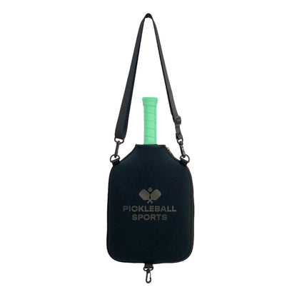 SA01 Black Neoprene Pickleball Paddle Cover (racket not included)  - Protective Crossbody Bag with Adjustable Shoulder Strap and Fence Hook - Universal Lightweight Paddle Case for All Skill Levels