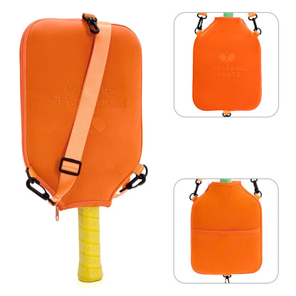 SA02 Orange Neoprene Pickleball Paddle Cover (racket not included)  - Protective Crossbody Bag with Adjustable Shoulder Strap and Fence Hook - Universal Lightweight Paddle Case for All Skill Levels