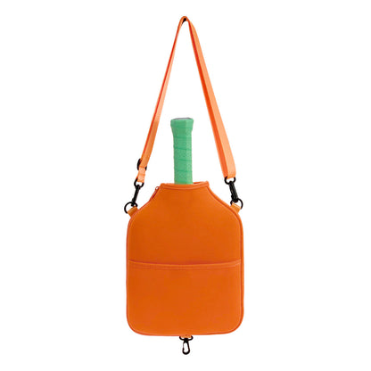 SA02 Orange Neoprene Pickleball Paddle Cover (racket not included)  - Protective Crossbody Bag with Adjustable Shoulder Strap and Fence Hook - Universal Lightweight Paddle Case for All Skill Levels