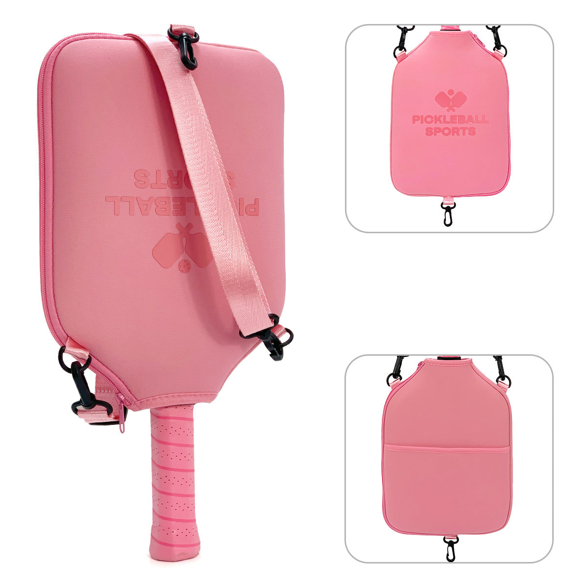 SA03 Pink Neoprene Pickleball Paddle Cover (racket not included)  - Protective Crossbody Bag with Adjustable Shoulder Strap and Fence Hook - Universal Lightweight Paddle Case for All Skill Levels