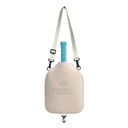 SA04 Beige Neoprene Pickleball Paddle Cover (racket not included)  - Protective Crossbody Bag with Adjustable Shoulder Strap and Fence Hook - Universal Lightweight Paddle Case for All Skill Levels