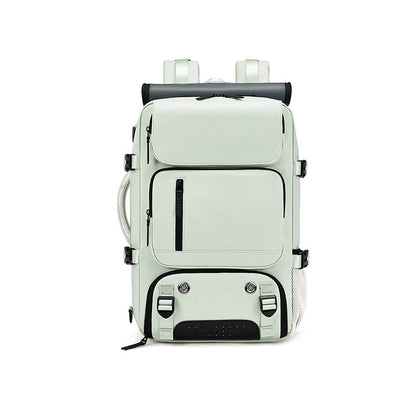 Mint Green Large Capacity 16-Inch Laptop Travel Backpack - Anti-Theft Professional Business Bag with Spring Buckle - Durable Oxford Cloth Outdoor Rucksack for Men and Women