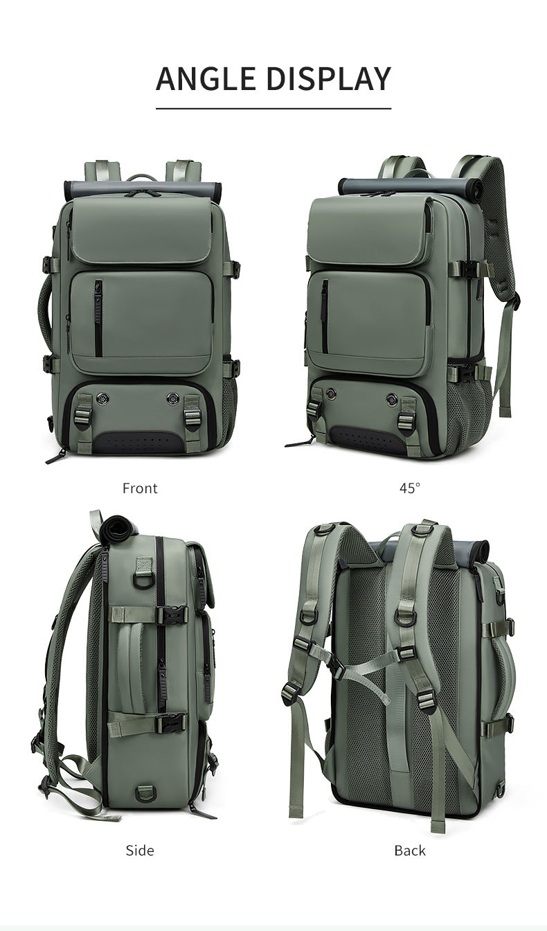 Mint Green Large Capacity 16-Inch Laptop Travel Backpack - Anti-Theft Professional Business Bag with Spring Buckle - Durable Oxford Cloth Outdoor Rucksack for Men and Women