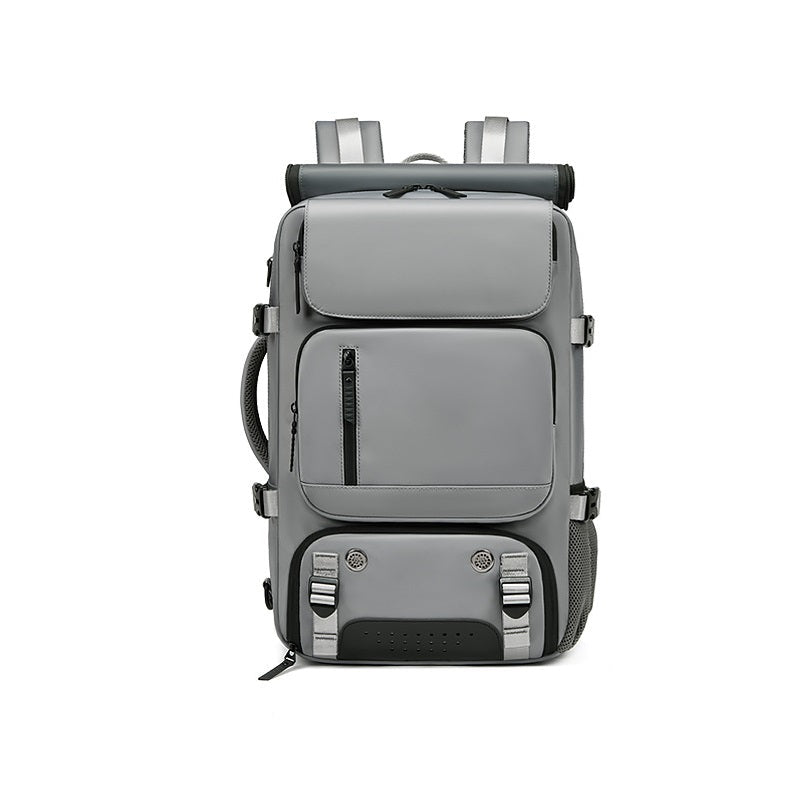 Grey Large Capacity 16-Inch Laptop Travel Backpack - Anti-Theft Professional Business Bag with Spring Buckle - Durable Oxford Cloth Outdoor Rucksack for Men and Women