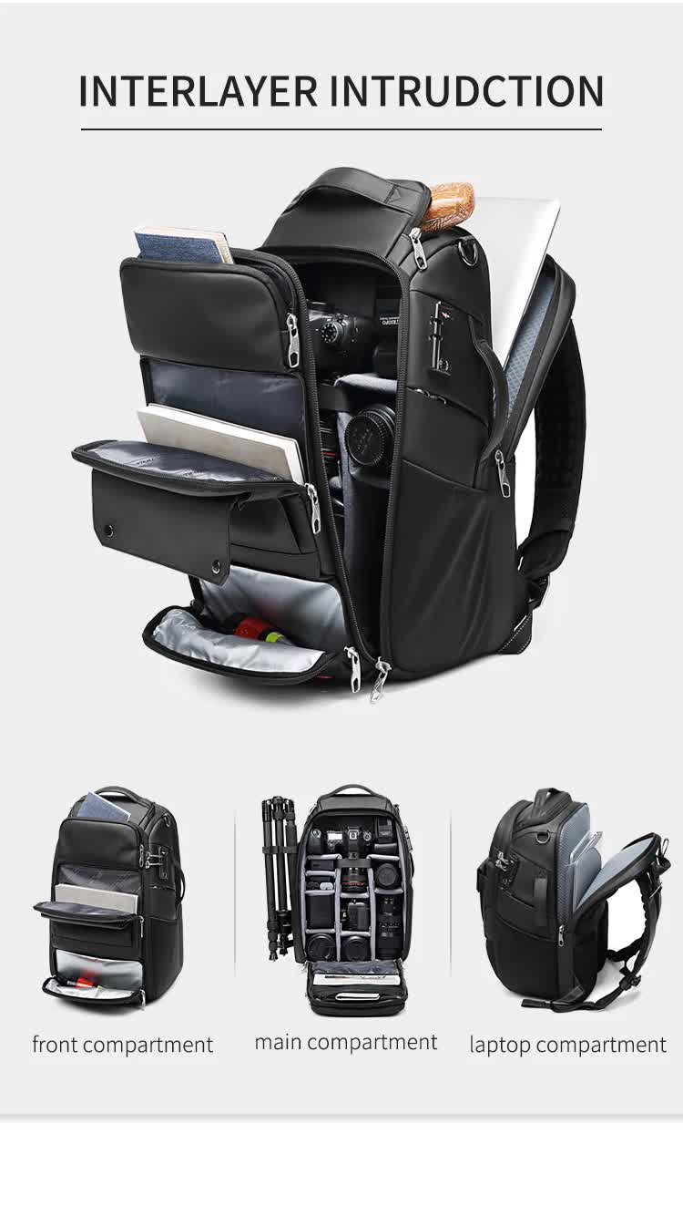 Professional Large Capacity Camera Backpack - Waterproof Anti-Theft DSLR Mirrorless Bag with 17-Inch Laptop Compartment and TSA Combination Lock for Travel and Business
