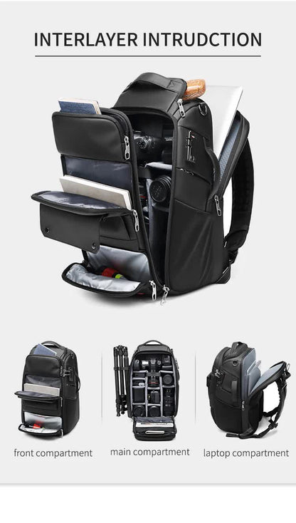 Professional Large Capacity Camera Backpack - Waterproof Anti-Theft DSLR Mirrorless Bag with 17-Inch Laptop Compartment and TSA Combination Lock for Travel and Business