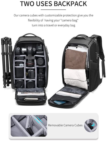 Professional Large Capacity Camera Backpack - Waterproof Anti-Theft DSLR Mirrorless Bag with 17-Inch Laptop Compartment and TSA Combination Lock for Travel and Business