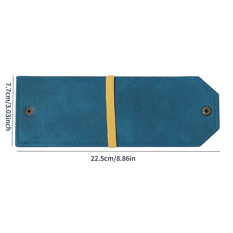 3PCS Blue Slim PU Leather Cash Holder and Bill Organizer - Professional Long Wallet with Dual Snap Buttons and Elastic Band for Business, Travel, and Personal Finance