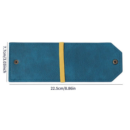 3PCS Blue Slim PU Leather Cash Holder and Bill Organizer - Professional Long Wallet with Dual Snap Buttons and Elastic Band for Business, Travel, and Personal Finance
