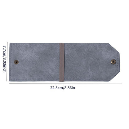 3PCS Grey Slim PU Leather Cash Holder and Bill Organizer - Professional Long Wallet with Dual Snap Buttons and Elastic Band for Business, Travel, and Personal Finance