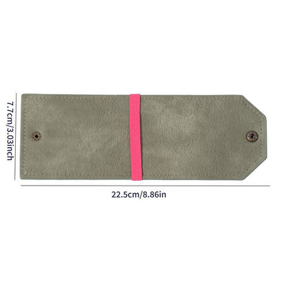 3PCS Green Slim PU Leather Cash Holder and Bill Organizer - Professional Long Wallet with Dual Snap Buttons and Elastic Band for Business, Travel, and Personal Finance