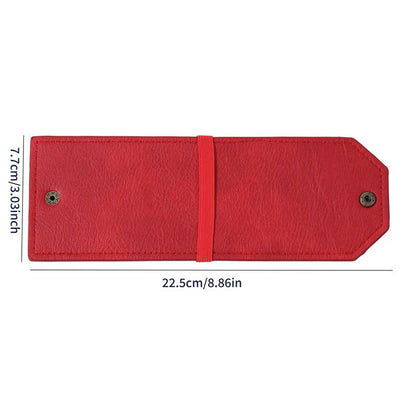 3PCS Red Slim PU Leather Cash Holder and Bill Organizer - Professional Long Wallet with Dual Snap Buttons and Elastic Band for Business, Travel, and Personal Finance