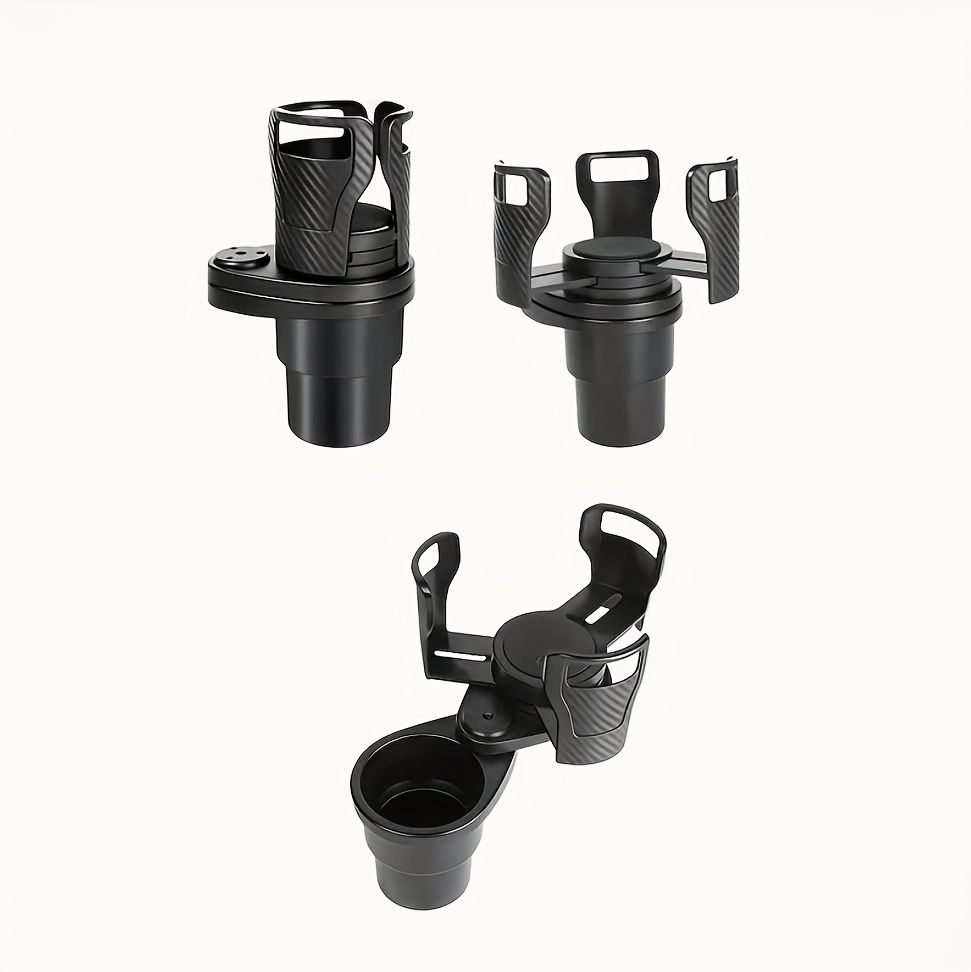 3 PCS Black 2-in-1 Universal Car Cup Holder Expander - 360 Degree Rotating Multifunctional Beverage Rack, Adjustable Upper Base Storage Organizer for Water Bottles, Coffee Mugs and Fast Food Cups