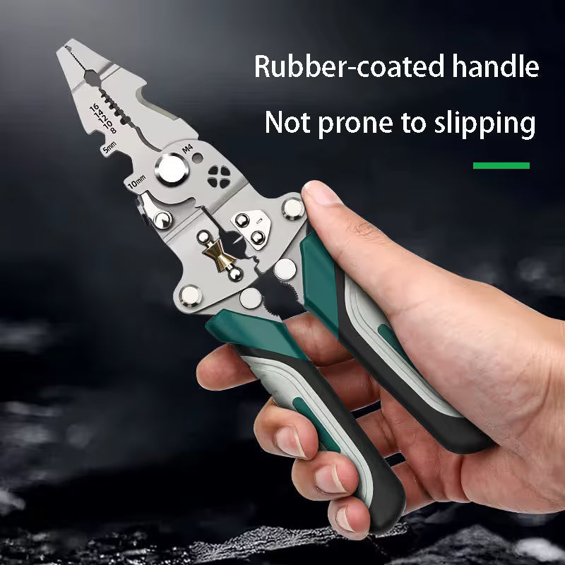 3PCS Professional 10-in-1 Folding Multi-functional Wire Stripper and Pliers - Heavy Duty Electrician's Tool for Stripping, Cutting, Crimping, and Splitting - Compact and Portable Design