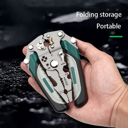 3PCS Professional 10-in-1 Folding Multi-functional Wire Stripper and Pliers - Heavy Duty Electrician's Tool for Stripping, Cutting, Crimping, and Splitting - Compact and Portable Design