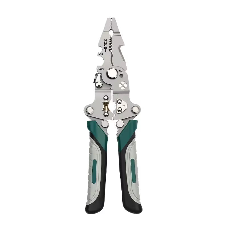 3PCS Professional 10-in-1 Folding Multi-functional Wire Stripper and Pliers - Heavy Duty Electrician's Tool for Stripping, Cutting, Crimping, and Splitting - Compact and Portable Design