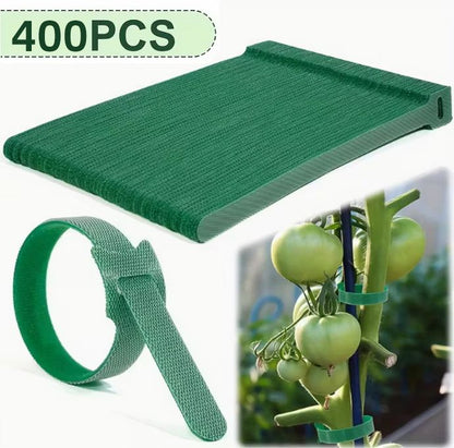 400 pcs Reusable Hook and Loop Cable Ties - 6-Inch T-Type Nylon Fastening Straps for Office Cable Management and Garden Plant Support, Interconnectable Design, Green