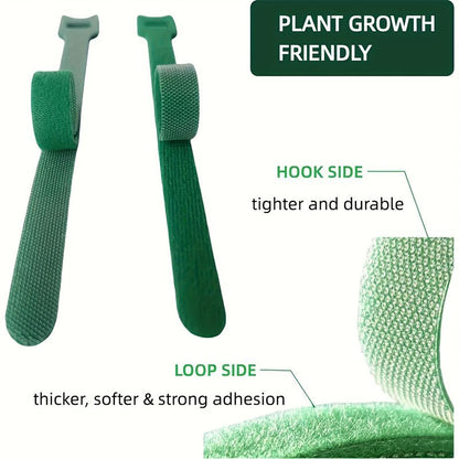 400 pcs Reusable Hook and Loop Cable Ties - 6-Inch T-Type Nylon Fastening Straps for Office Cable Management and Garden Plant Support, Interconnectable Design, Green